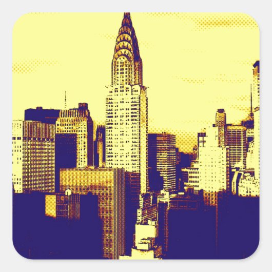 Retro Pop Art Comic New York City Vierkante Sticker (Voorkant)
