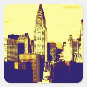 Retro Pop Art Comic New York City Vierkante Sticker