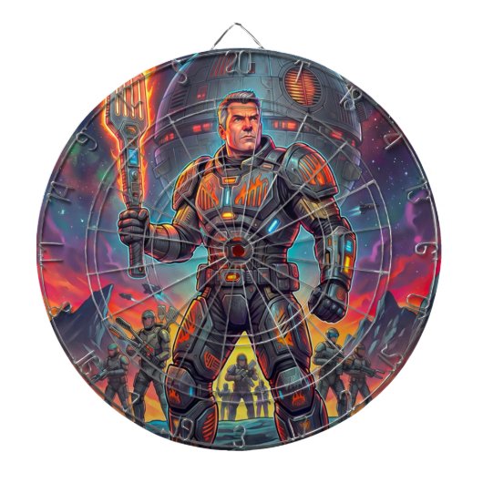 Retro Pop Art Comic Sci-Fi Ruimtevaart Alien BBQ Dartbord (Voorkant)