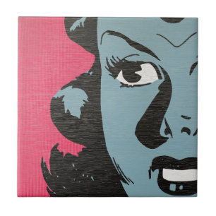 Retro Pop Art - Comic Vrouw Keramische Tegel Tegeltje