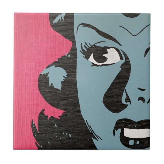 Retro Pop Art - Comic Vrouw Keramische Tegel Tegeltje (Voorkant)