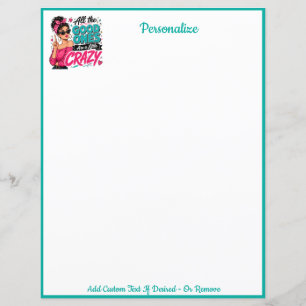 Retro Pop Art Crazy Girl Schrijfpapierontwerp