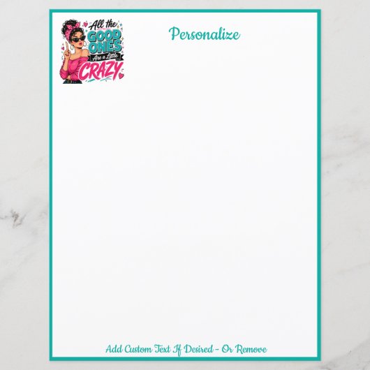 Retro Pop Art Crazy Girl Schrijfpapierontwerp (Voorkant)