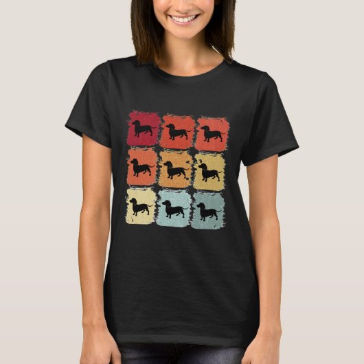 Retro Pop Art Dachshund Dog T-shirt (Voorkant)
