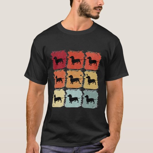 Retro Pop Art Dachshund Dog T-shirt (Voorkant)