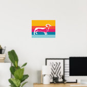 Retro Pop Art Dachshund Silhouette  Poster (Thuiskantoor)
