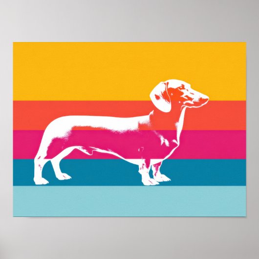 Retro Pop Art Dachshund Silhouette  Poster (Voorkant)