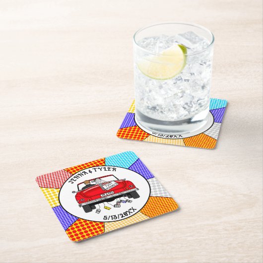 Retro Pop Art de heer & Mrs. | Alleen getrouwd Kartonnen Onderzetters (Insitu)