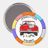 Retro Pop Art de heer & Mrs. | Alleen getrouwd Magneet (Voorkant / Achterkant)