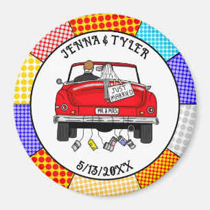 Retro Pop Art de heer & Mrs.   Alleen getrouwd Magneet