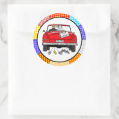 Retro Pop Art de heer & Mrs. | Alleen getrouwd Ronde Sticker (Tas)