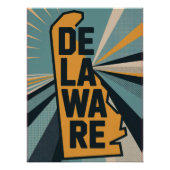 Retro Pop Art Delaware State Map Design Perfect Poster (Voorkant)