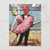 Retro Pop Art Devil met balletdanser Briefkaart (Voorkant)