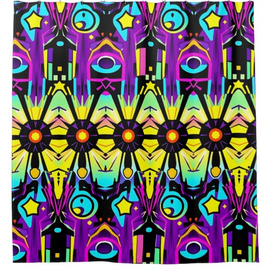 Retro Pop Art Douchegordijn – levendig en speels (Voorkant)