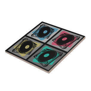 Retro Pop Art Draaitafels Tegeltje