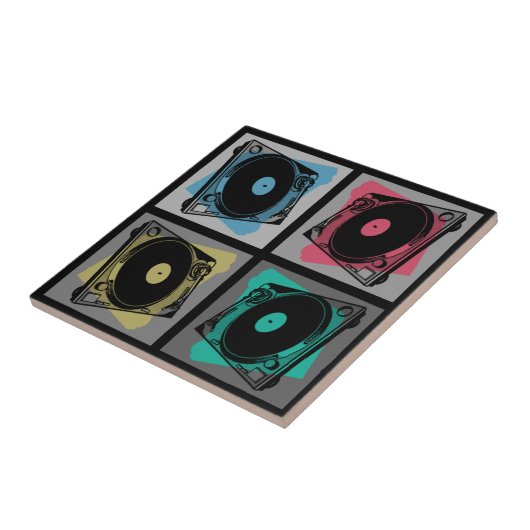 Retro Pop Art Draaitafels Tegeltje (Zijkant)