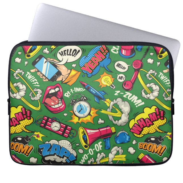 Retro Pop Art Explosion - Levendige Comic Urban Laptop Sleeve (Voorkant)