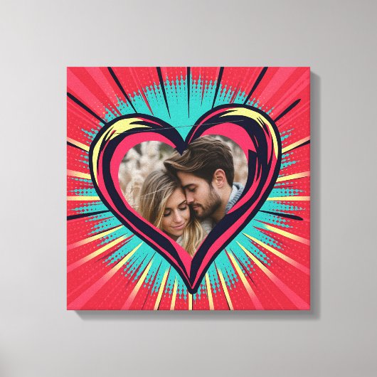 Retro Pop Art Foto en Namen Valentijnsdag Canvas Afdruk (Voorkant)