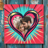 Retro Pop Art Foto en Namen Valentijnsdag Canvas Afdruk