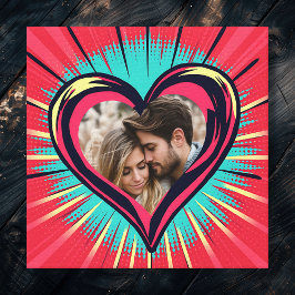 Retro Pop Art Foto en Namen Valentijnsdag Canvas Afdruk