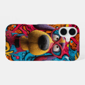 Retro Pop Art Funky Cartoon Hond iPhone 16 Hoesje (Achterkant horizontaal)