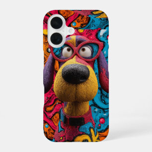 Retro Pop Art Funky Cartoon Hond iPhone 16 Hoesje