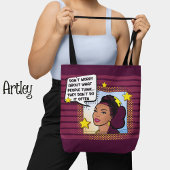 Retro Pop Art Funny Phrase geel paarse groen Tote Bag