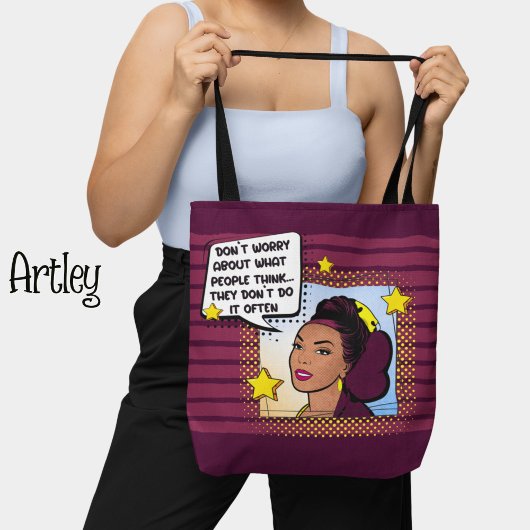 Retro Pop Art Funny Phrase geel paarse groen Tote Bag