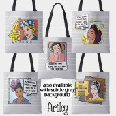 Retro Pop Art Funny Phrase geel paarse groen Tote Bag