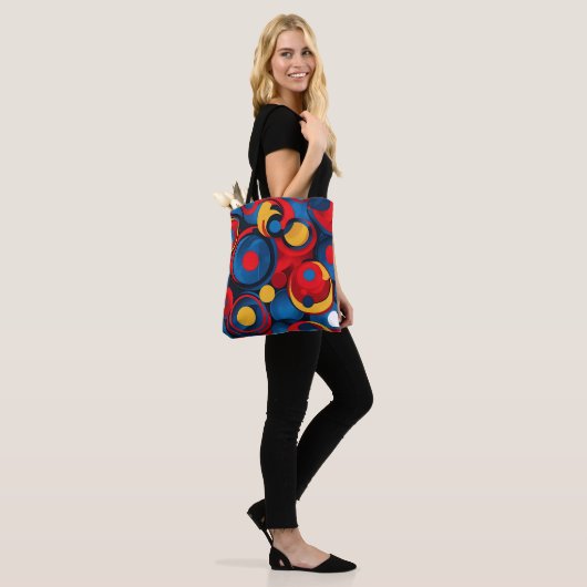 Retro Pop Art Geometric Circles Tote Bag (Op model)