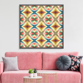 Retro Pop Art Geometric Color Block Pattern Canvas Afdruk