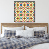 Retro Pop Art Geometric Color Block Pattern Canvas Afdruk (Insitu (Slaapkamer))