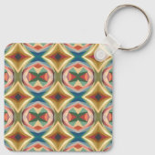Retro Pop Art Geometric Color Block Pattern Sleutelhanger (Achterkant)