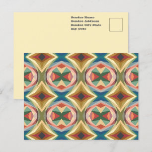 Retro Pop Art Geometrisch Kleurblokpatroon Briefkaart