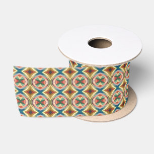 Retro Pop Art Geometrisch Kleurblokpatroon Satijnen Lint
