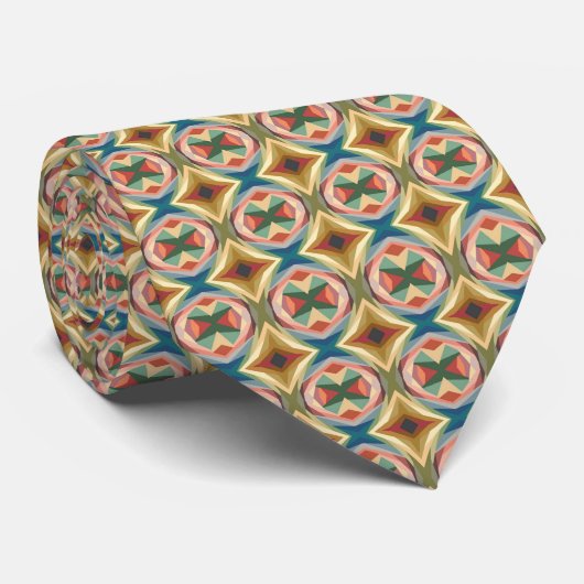 Retro Pop Art Geometrisch Kleurblokpatroon Stropdas (Opgerold)