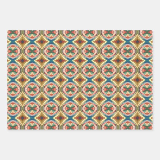 Retro Pop Art Geometrisch kleurenblokpatroon Inpakpapier Vel (Voorkant)