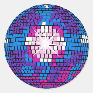 Retro Pop Art Geometrische Gespiegelde Discobal Ronde Sticker