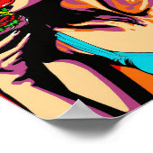 Retro Pop Art Girl Eating Burger Poster (Hoek)