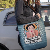 Retro Pop Art Grappige zin Roze Blauw Tote Bag