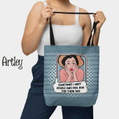 Retro Pop Art Grappige zin Roze Blauw Tote Bag