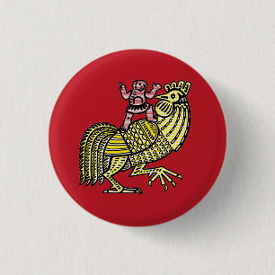Retro Pop Art Haan met Figuur Ben-Day Stip Ronde Button 3,2 Cm