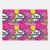 Retro Pop Art - Happy Birthday ontworpen Inpakpapier Vel (Voorkant 3)