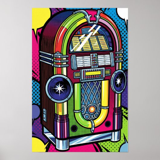 Retro Pop Art Jukebox Poster (Voorkant)