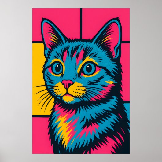 Retro Pop Art Kat Poster (Voorkant)