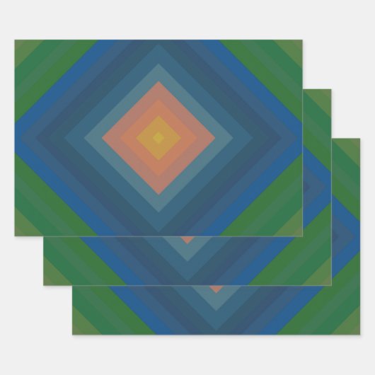 Retro Pop Art Kleur Streep Diamantpatroon Inpakpapier Vel (Set)