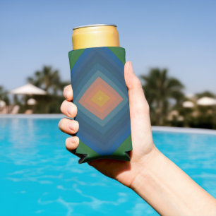 Retro Pop Art Kleur Streep Diamantpatroon Seltzer Blikjeskoeler