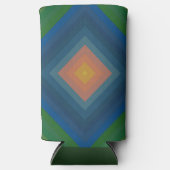 Retro Pop Art Kleur Streep Diamantpatroon Seltzer Blikjeskoeler (Voorkant)