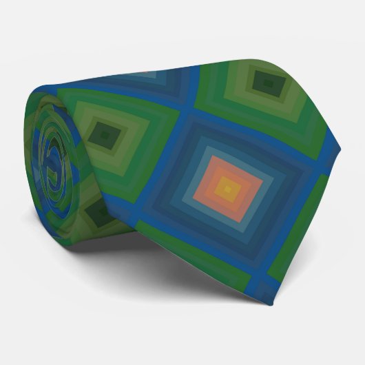 Retro Pop Art Kleur Streep Diamantpatroon Stropdas (Opgerold)