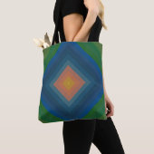 Retro Pop Art Kleur Streep Diamantpatroon Tote Bag (Dichtbij)